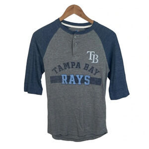 LS217 Mens Genuine Merchandise Tampa Bay Rays MLB 3/4 Sleeve Baseball Shirt S